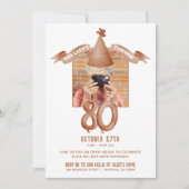 おもしろいパーティーハット80th誕生日オープンハウスフォト 招待状 (正面)