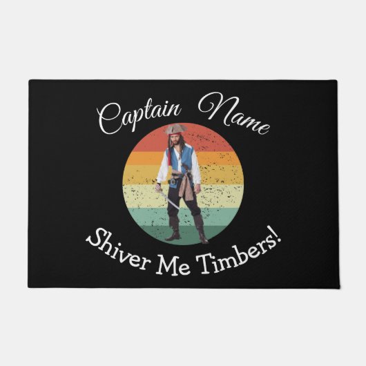 おもしろいパーティーブルー海賊ドormat ドアマット (正面)