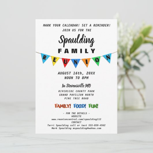 おもしろいパーティーペナントバナーファミリー懇親会招待状 招待状 (スタンド正面)