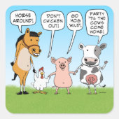 おもしろいパーティー動物アドバイス スクエアシール (正面)