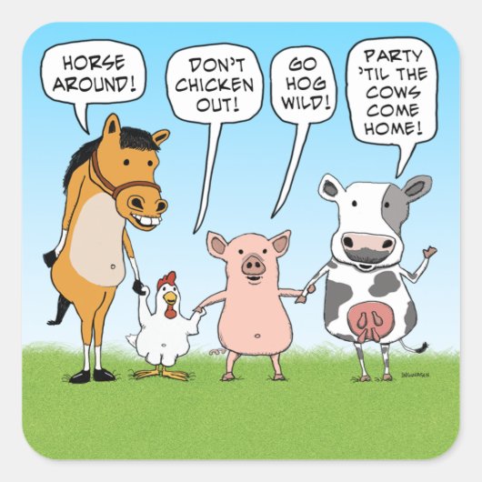 おもしろいパーティー動物アドバイス スクエアシール (正面)