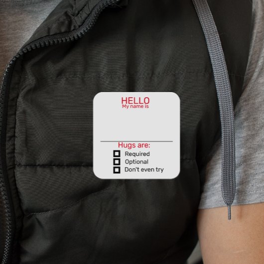 おもしろいパーティー名タグバッジステッカーのハグ スクエアシール