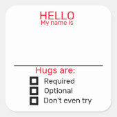 おもしろいパーティー名タグバッジステッカーのハグ スクエアシール (正面)