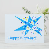 おもしろいパーティー星とドット抽象芸術ハッピーバースデー カード (スタンド正面)