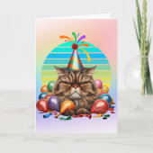おもしろいパーティー猫誕生日カード カード (正面)