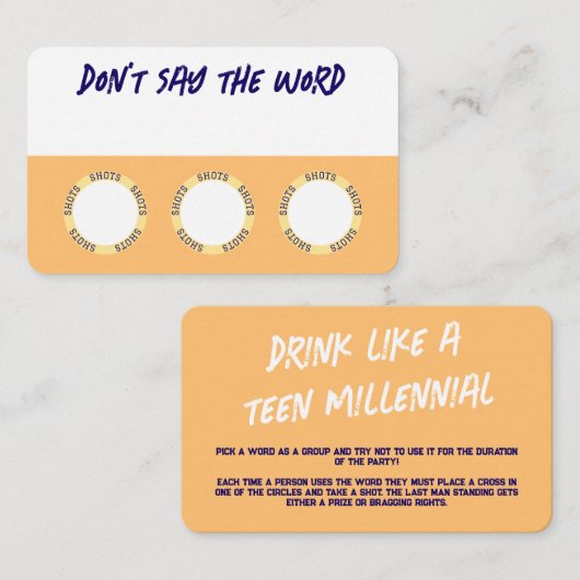 おもしろいパーティー用飲食ゲーム 名刺 (正面/裏面)