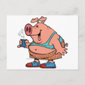 おもしろいパーティー豚の漫画 ポストカード (正面)