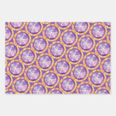 おもしろいパープルクッキーパターン ラッピングペーパーシート (正面3)