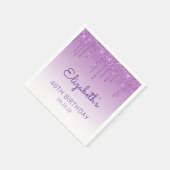 おもしろいパープルグリッタードリップ40歳の誕生日パーティー スタンダードカクテルナプキン (角)