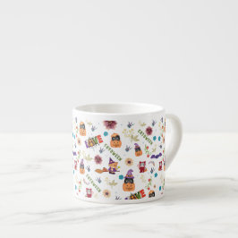 おもしろいパープルハットカトウィーン、かわいいオレンジカボチャ エスプレッソカップ