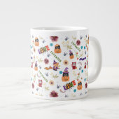 おもしろいパープルハットカトウィーン、かわいいオレンジカボチャ ジャンボコーヒーマグカップ (正面右)