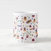 おもしろいパープルハットカトウィーン、かわいいオレンジカボチャ ジャンボコーヒーマグカップ (正面)