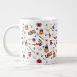 おもしろいパープルハットカトウィーン、かわいいオレンジカボチャ ジャンボコーヒーマグカップ