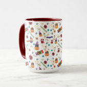 おもしろいパープルハットカトウィーン、かわいいオレンジカボチャ マグカップ (正面左)