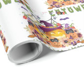 おもしろいパープルハットカトウィーン、かわいいオレンジカボチャ ラッピングペーパー (ロールコーナー)