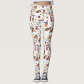 おもしろいパープルハットカトウィーン、かわいいオレンジカボチャ レギンス (正面)