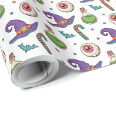 おもしろいパープルハロウィーン、グリーン魔法ウィッチーボトルラ ラッピングペーパー (ロールコーナー)