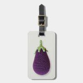 おもしろいパープルモダンクミニマルクロシェ茄子の名前 ラゲッジタグ (正面縦)