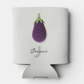 おもしろいパープルモダンクミニマルクロシェ茄子の名前 缶クーラー (裏面)