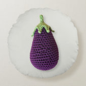 おもしろいパープルモダンクミニマルラチェト茄子 ラウンドクッション (正面)