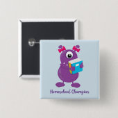 おもしろいパープルモンスターホームスクールチャンピオン 缶バッジ (正面&裏面)