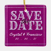 おもしろいパープル日付の保存 セラミックオーナメント (正面)