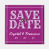 おもしろいパープル日付の保存 マグネット (正面)