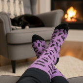 おもしろいパープル&ブラックキャットプリント ソックス
