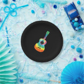 おもしろいヒッパイレインボー絞り染めアコースティックギタープレミアム ペーパープレート (パーティー)