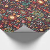 おもしろいヒッピーカラフルホリデークリスマスラッピング ラッピングペーパー (角)