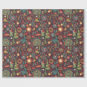 おもしろいヒッピーカラフルホリデークリスマスラッピング ラッピングペーパー (フラット)