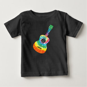 おもしろいヒッピーレインボー絞り染めアコースティックギタープレミア ベビーTシャツ