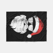 おもしろいヒップスターサンタ顔ハットヒゲとGles Chr フリースブランケット (正面(横))