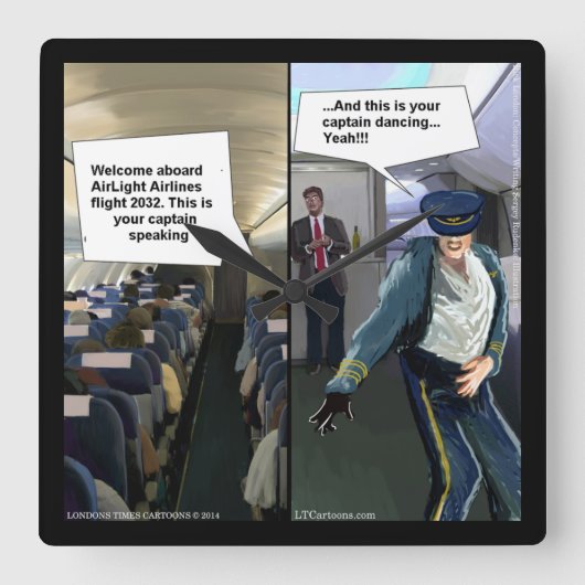 おもしろいヒップスター航空パイロット壁時計 スクエア壁時計 (正面)