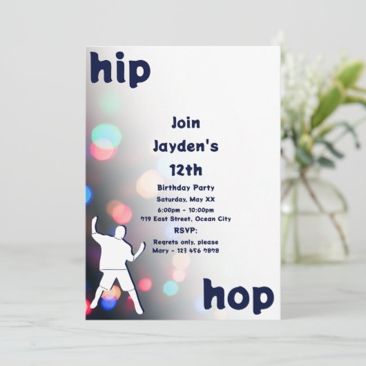 おもしろいヒップホップダンス12番目の誕生日招待状 招待状 (スタンド正面)
