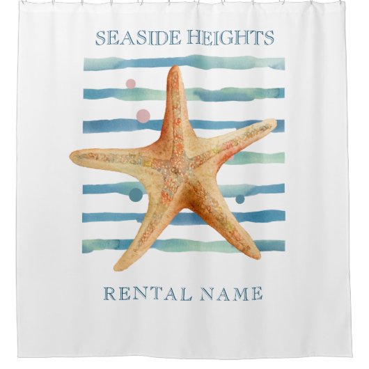 おもしろいヒトデビーチ沿岸休暇シャワーカーテン シャワーカーテン (正面)
