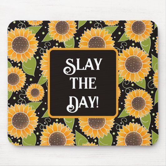 おもしろいヒマワリ花柄の陽気カスタム マウスパッド (正面)