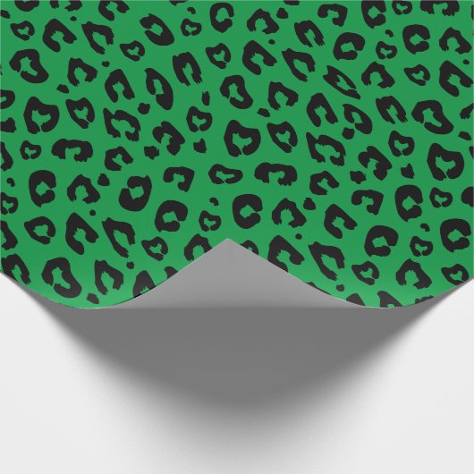 おもしろいヒョウアニマルプリントマットグリーンクリスマス ラッピングペーパー (角)