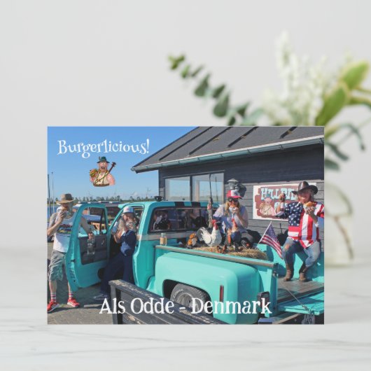 おもしろいヒルビリーGrillデンマークのグリーティングカード！ シーズンカード (スタンド正面)