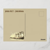 おもしろいビクトリアンクリスマス 箔シーズンポストカード (裏面)