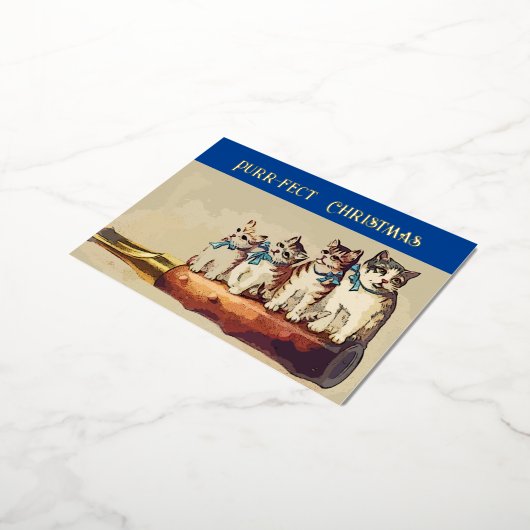 おもしろいビクトリアンクリスマス 箔シーズンポストカード (回転した状態)