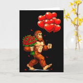 おもしろいビッグフットバレンタインラブハーツサスクワッチグラフ カード (黄色い花)