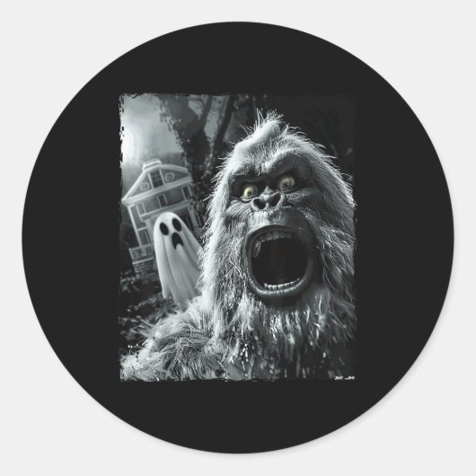 おもしろいビッグフット・サスクワッチ ハロウィン ラウンドシール (正面)