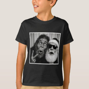 おもしろいビッグフット フォトブース サンタ クリスマス Xmas Tシャツ