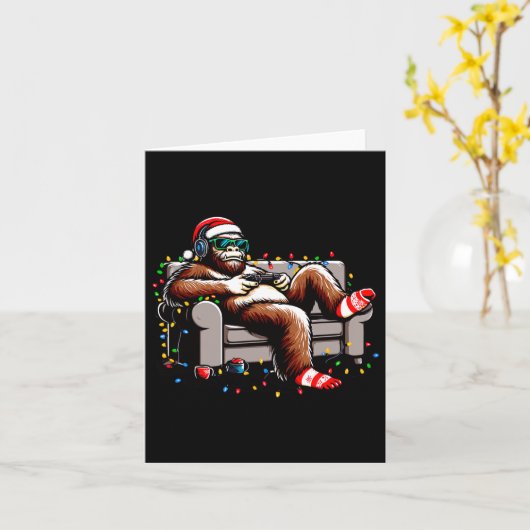 おもしろいビッグフートゲーマークリスマスサスカッチクリスマス信じ カード (黄色い花)