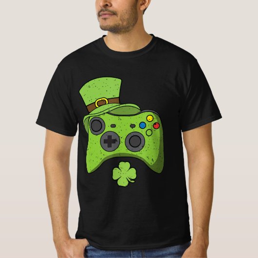 おもしろいビデオゲームコンソールSt patricks dayキッズゲーマー Tシャツ (正面)