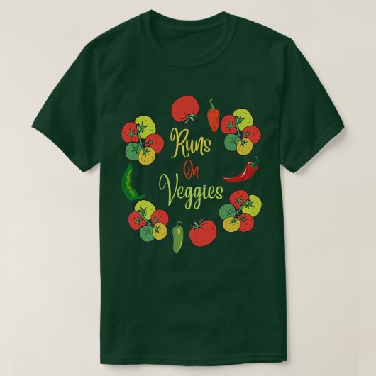 おもしろいビーガンオ走ンVeggiesベジタリアン野菜 Tシャツ (デザイン正面)