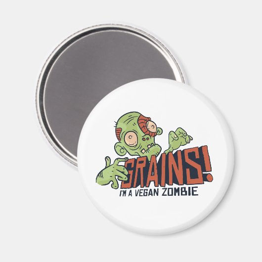 おもしろいビーガン10代のグラフィックスZOMBIE WANT GRAINS マグネット (正面/裏面)