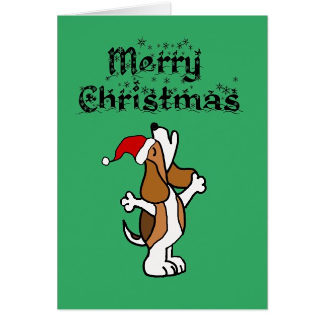 おもしろいビーグル犬がクリスマスのキャロルを歌う (正面)