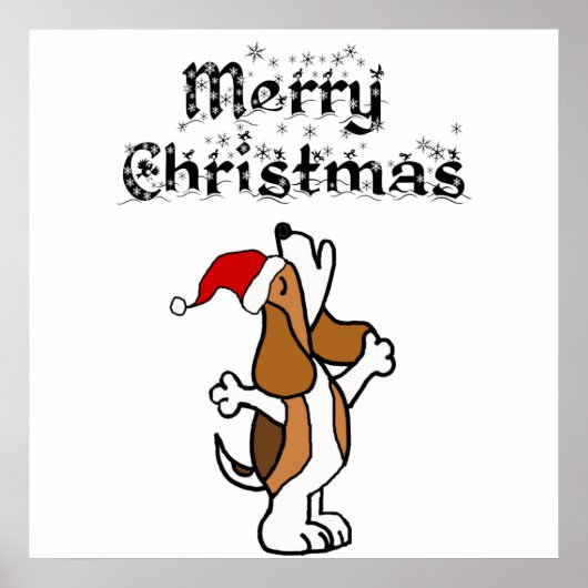 おもしろいビーグル犬がクリスマスのキャロルを歌う ポスター (正面)
